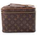 Louis Vuitton Monogram Nice BB Handbag Vanity Makeup Pouch Brown Leather Gold