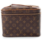 Louis Vuitton Monogram Nice BB Handbag Vanity Makeup Pouch Brown Leather Gold