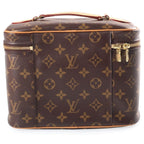 Louis Vuitton Monogram Nice BB Handbag Vanity Makeup Pouch Brown Leather Gold — view 2