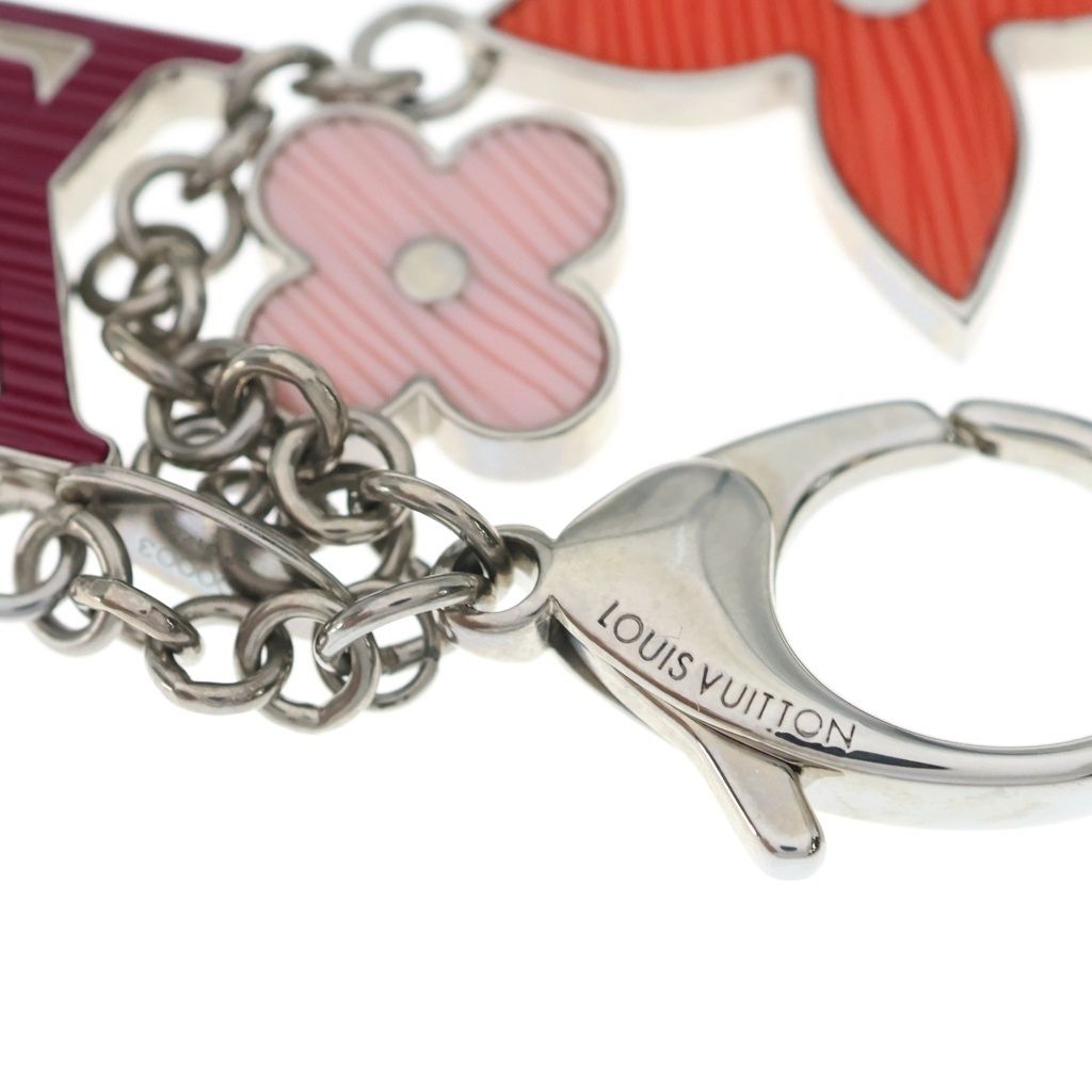 Louis Vuitton Bijou Sac Fleur de Epi Charm Key Holder Metal Silver Red Pink — view 6