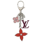 Louis Vuitton Bijou Sac Fleur de Epi Charm Key Holder Metal Silver Red Pink