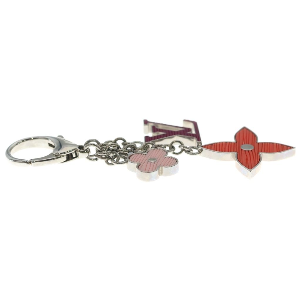 Louis Vuitton Bijou Sac Fleur de Epi Charm Key Holder Metal Silver Red Pink — view 4