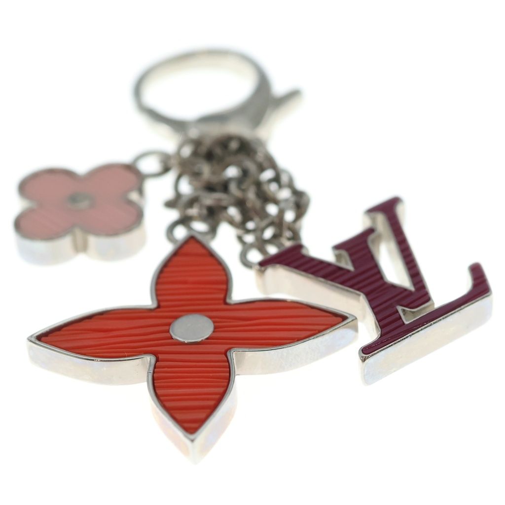 Louis Vuitton Bijou Sac Fleur de Epi Charm Key Holder Metal Silver Red Pink — view 5