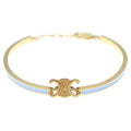 Celine Triomphe Articulated Bracelet Bangle Yellow Gold Light Blue Metal