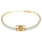 Celine Triomphe Articulated Bracelet Bangle Yellow Gold Light Blue Metal