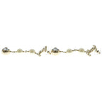 Chanel CC Logo Earrings Strass Chain Drop Pearl Crystal Line Gold — view 3