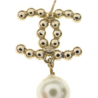 Chanel CC Logo Earrings Strass Chain Drop Pearl Crystal Line Gold — view 6