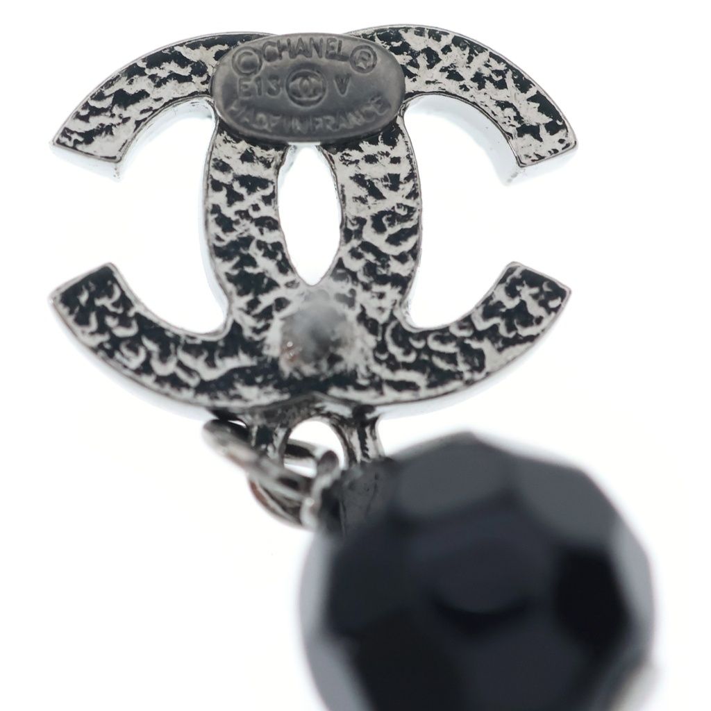 Chanel CC Logo Swing Earrings Black Silver — view 6