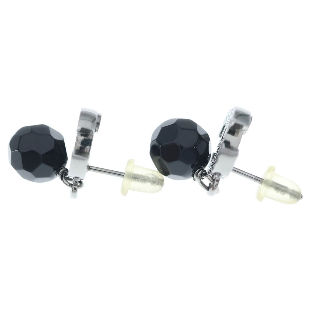 Chanel CC Logo Swing Earrings Black Silver — view 3