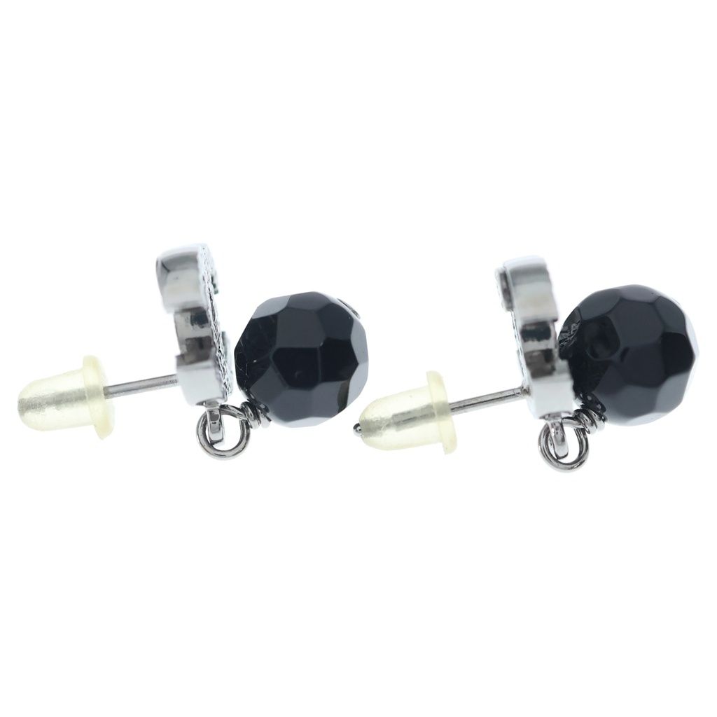 Chanel CC Logo Swing Earrings Black Silver — view 4
