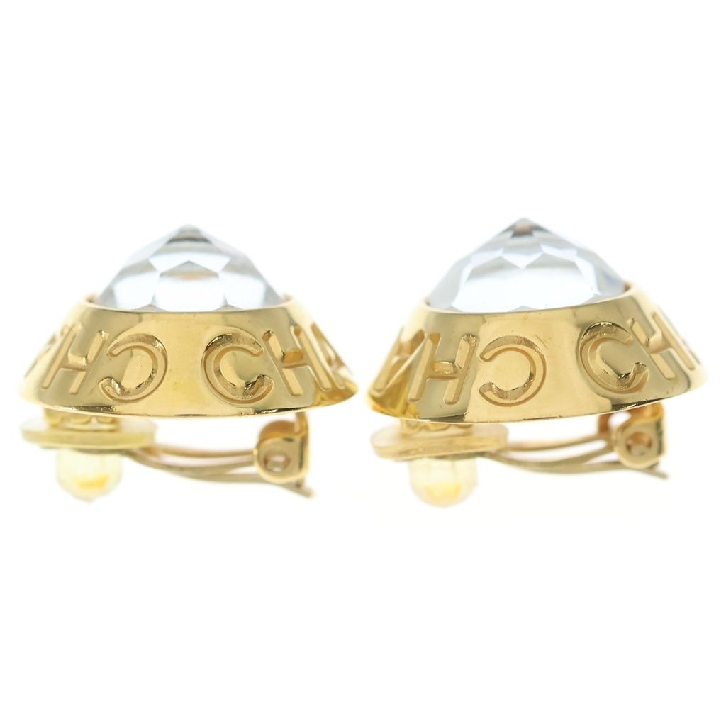 Chanel Rhinestone Earrings Gold Plated 97A — view 4