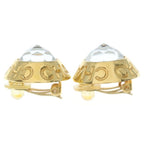 Chanel Rhinestone Earrings Gold Plated 97A — view 4
