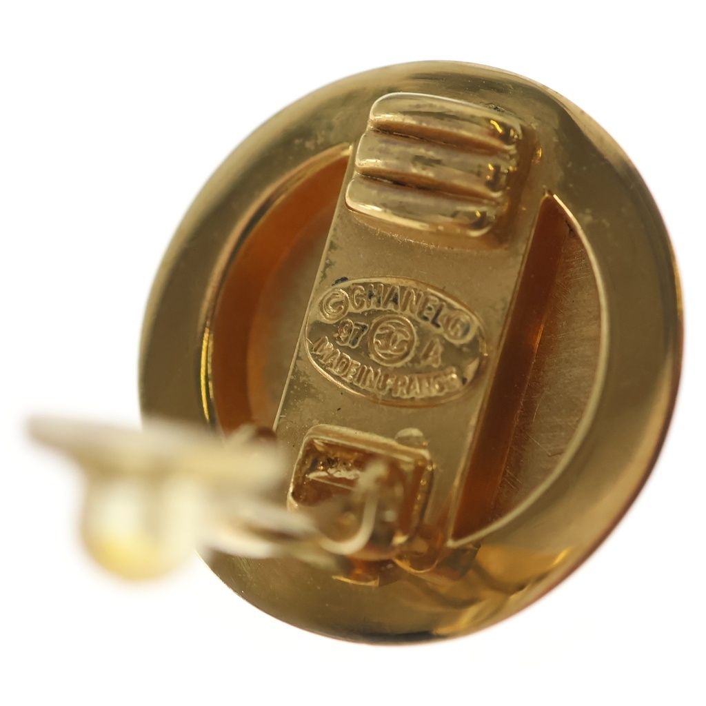 Chanel Rhinestone Earrings Gold Plated 97A — view 6
