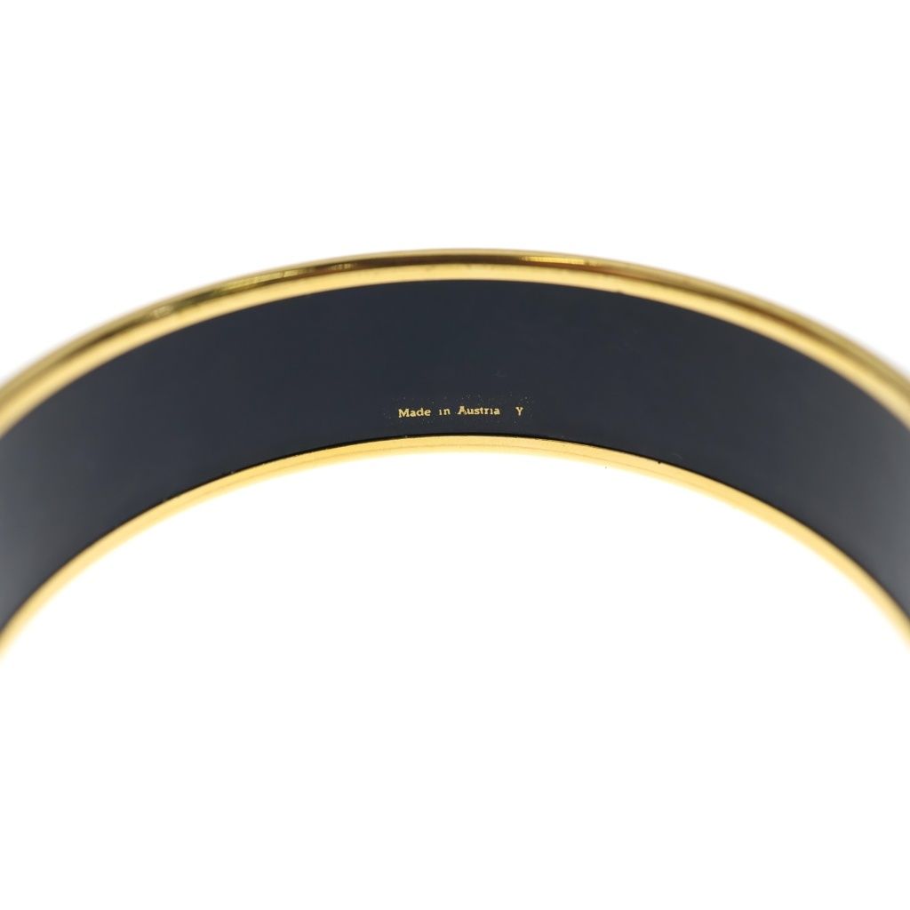 Hermes Enamel GM Hose Cloisonne Bangle Bracelet Gold Black — view 5