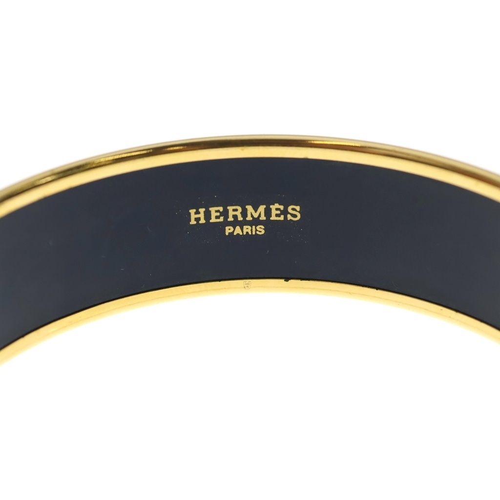 Hermes Enamel GM Hose Cloisonne Bangle Bracelet Gold Black — view 4
