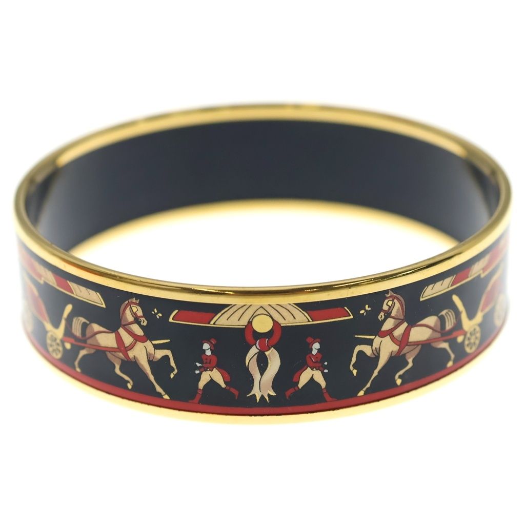 Hermes Enamel GM Hose Cloisonne Bangle Bracelet Gold Black — view 3