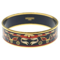 Hermes Enamel GM Hose Cloisonne Bangle Bracelet Gold Black