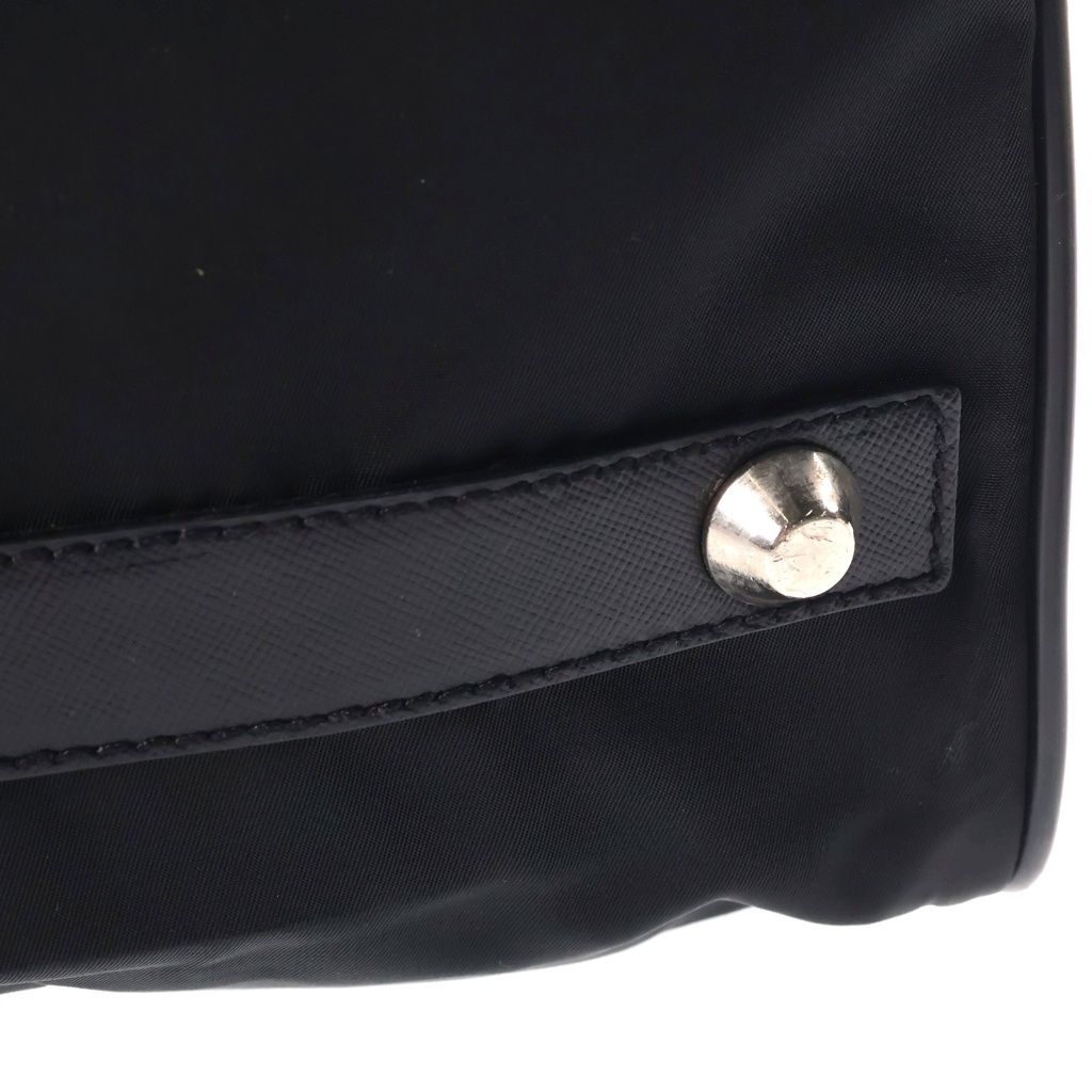 Prada Boston Bag Black Leather Nylon Silver — view 6