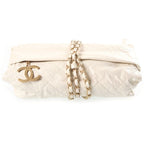 Chanel 12 SS Midnight Swim Balcony Chain Handbag Clutch White Shiny Calfskin