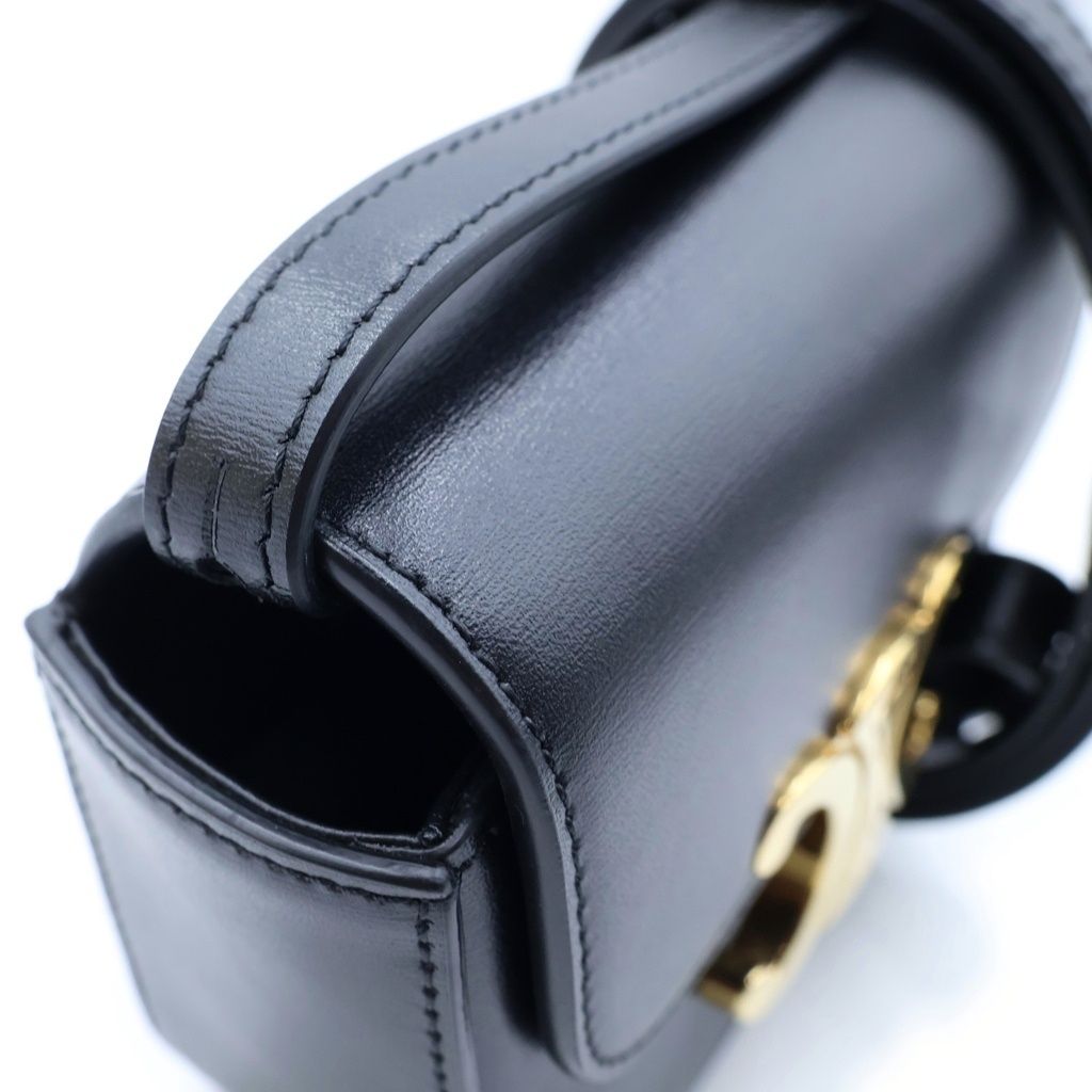 Celine Triomphe Mini Claude Shoulder Bag Black Leather Gold — view 7