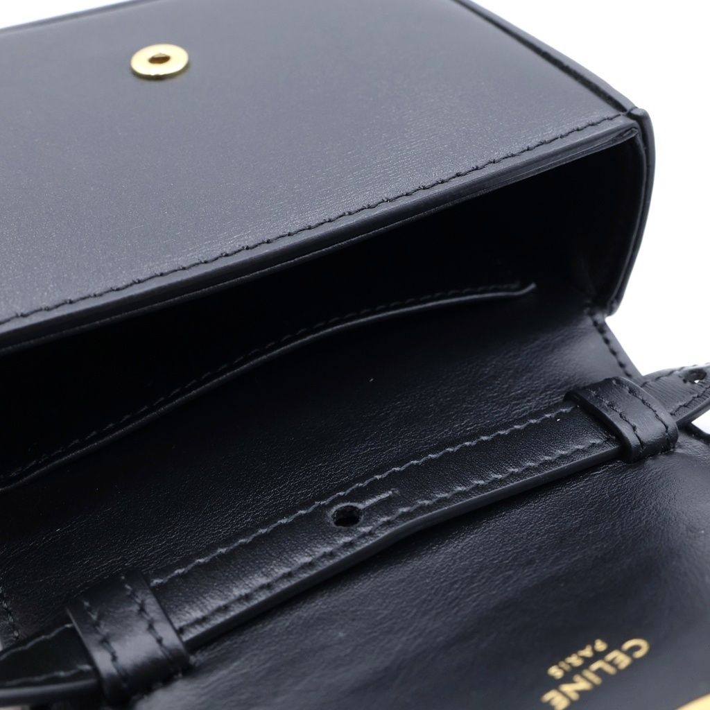 Celine Triomphe Mini Claude Shoulder Bag Black Leather Gold — view 8