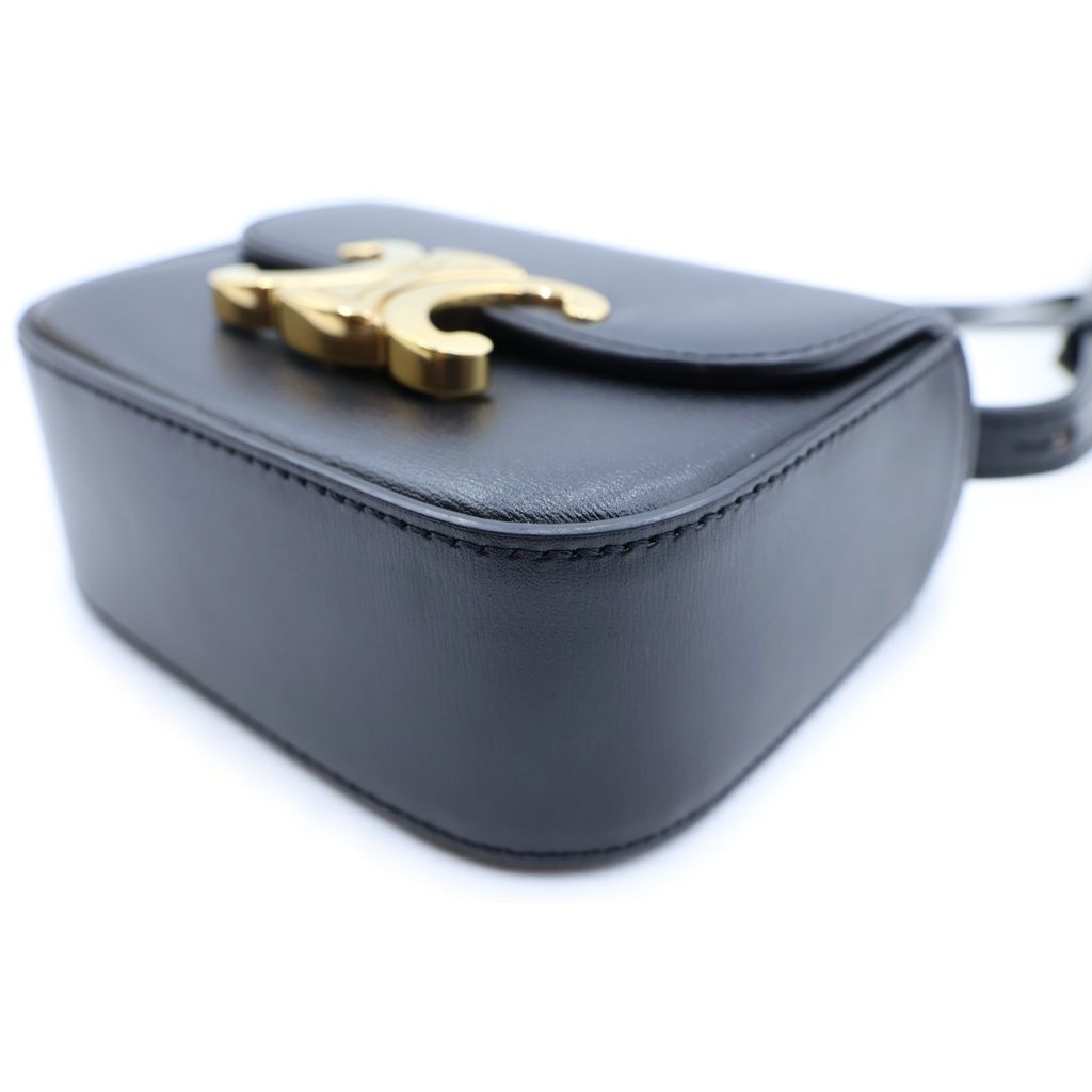 Celine Triomphe Mini Claude Shoulder Bag Black Leather Gold — view 5
