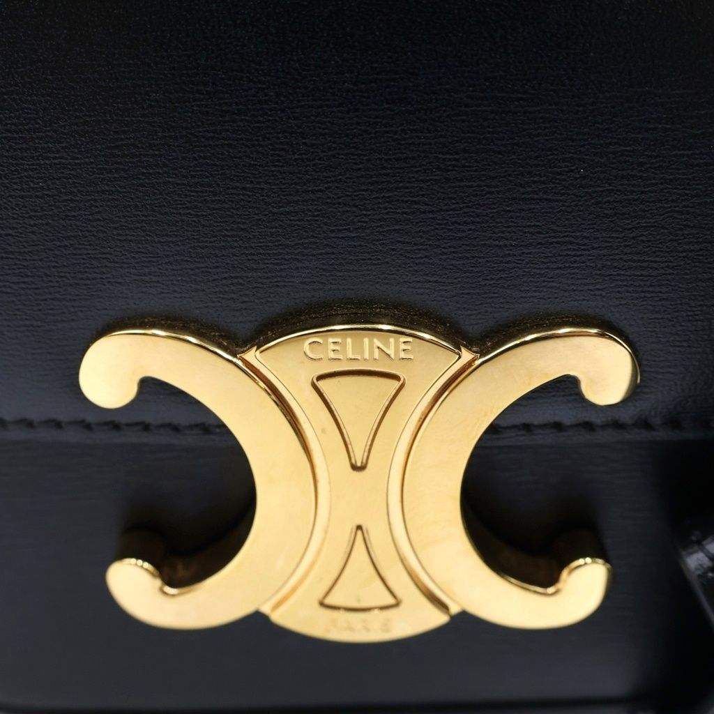 Celine Triomphe Mini Claude Shoulder Bag Black Leather Gold — view 6