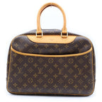 Louis Vuitton Monogram Deauville Handbag Brown Leather