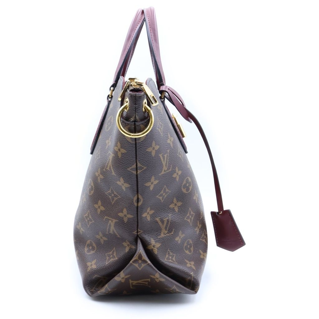 Louis Vuitton Monogram Flower Zipped Tote Bag MM Brown Leather — view 3