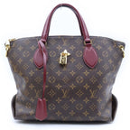 Louis Vuitton Monogram Flower Zipped Tote Bag MM Brown Leather