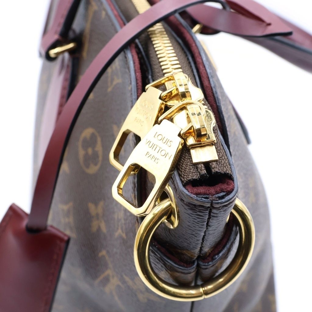 Louis Vuitton Monogram Flower Zipped Tote Bag MM Brown Leather — view 8