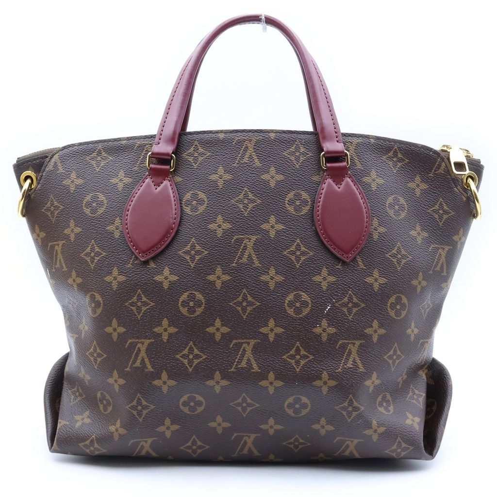 Louis Vuitton Monogram Flower Zipped Tote Bag MM Brown Leather — view 2