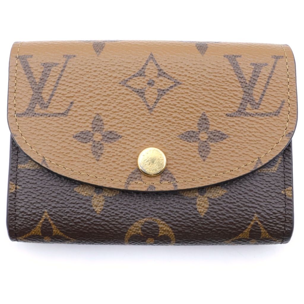 Louis Vuitton Monogram Reverse Porte Monnaie Rosalie Compact Zip Wallet Brown