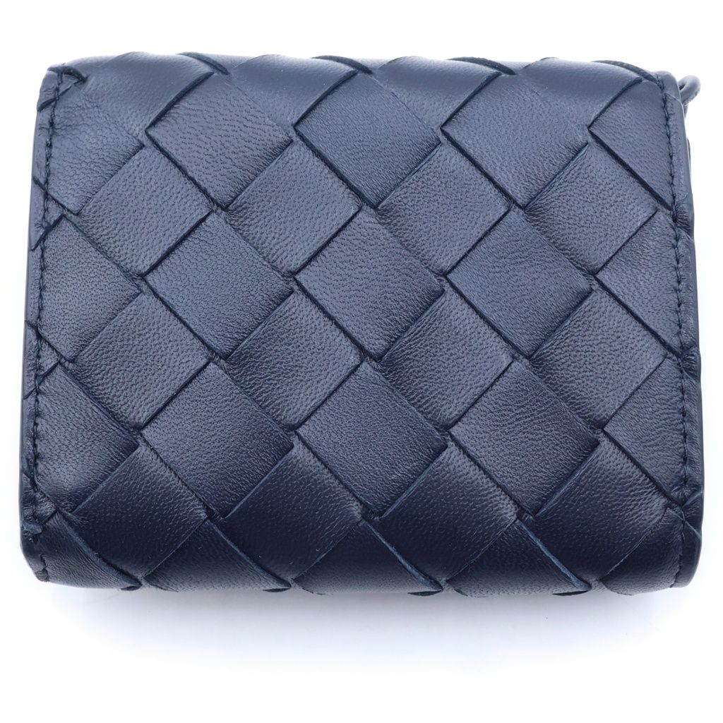 Bottega Veneta Intrecciato Andiamo Trifold Wallet Compact Zip Navy Leather — view 2