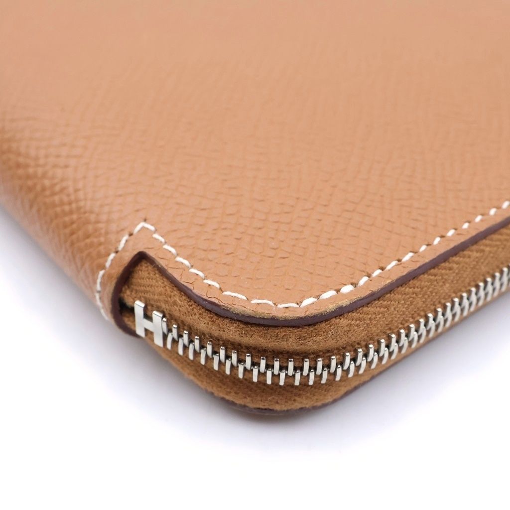 Hermes Azap Long Silk'in Wallet Round Zip Gold Epsom Leather Silver — view 5