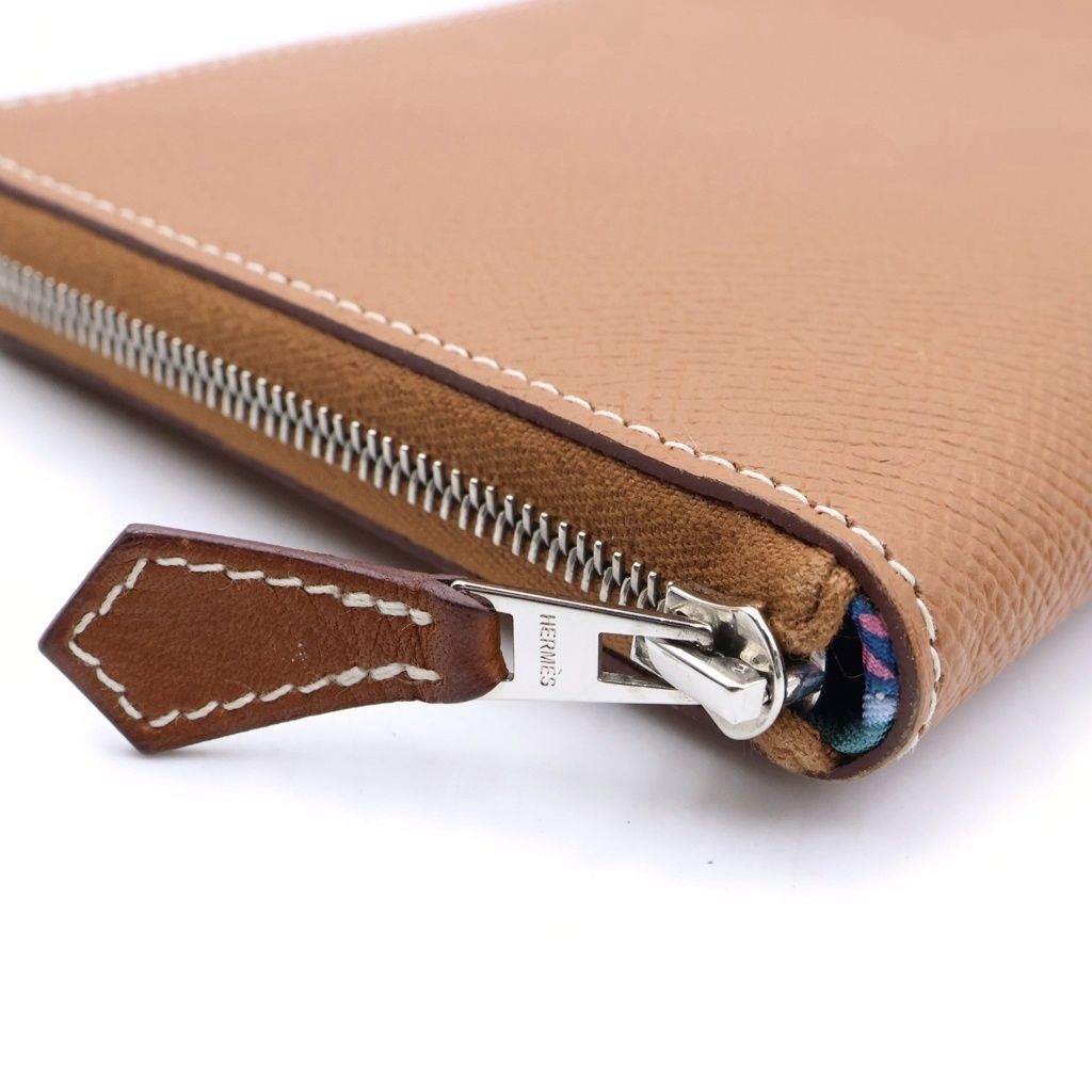 Hermes Azap Long Silk'in Wallet Round Zip Gold Epsom Leather Silver — view 6