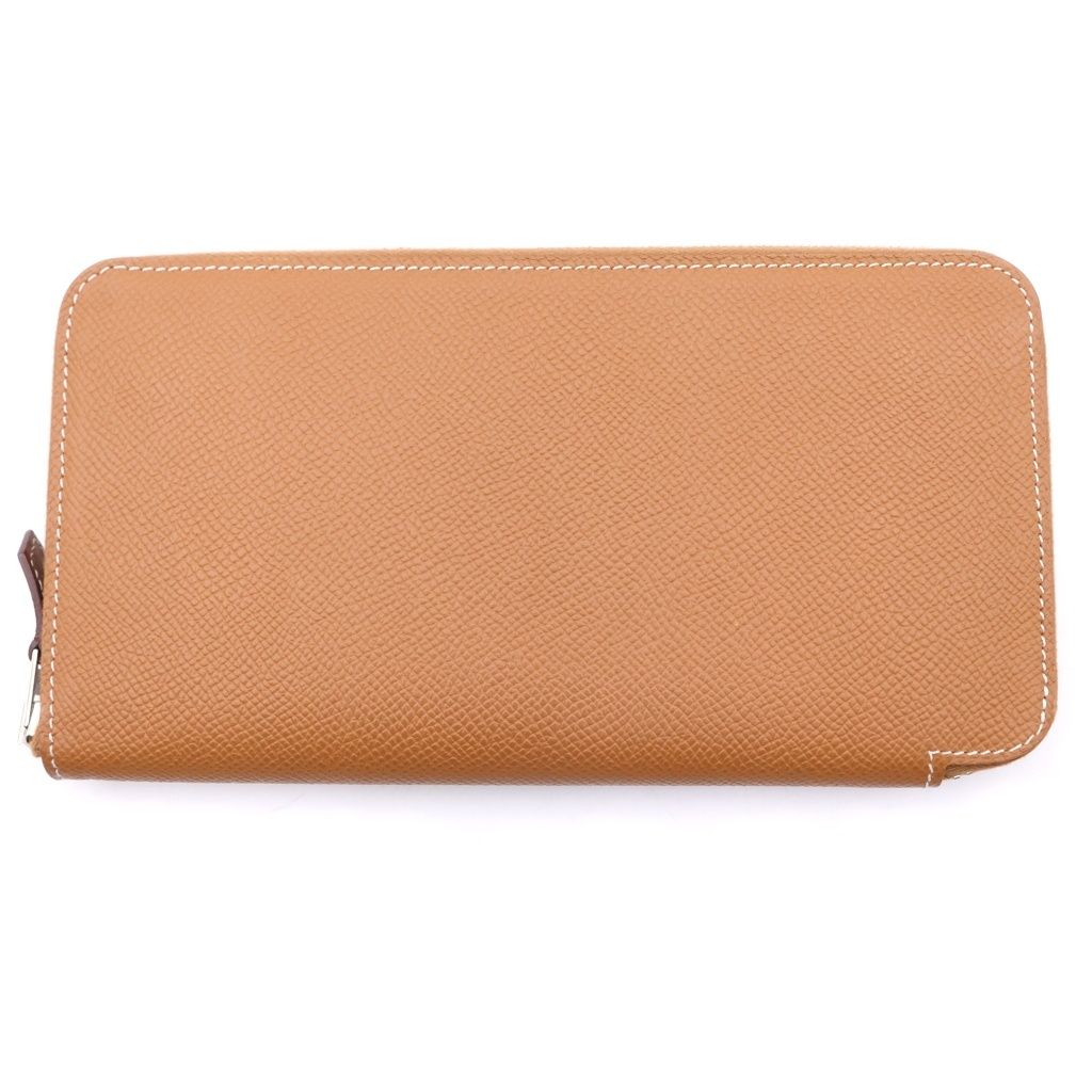 Hermes Azap Long Silk'in Wallet Round Zip Gold Epsom Leather Silver