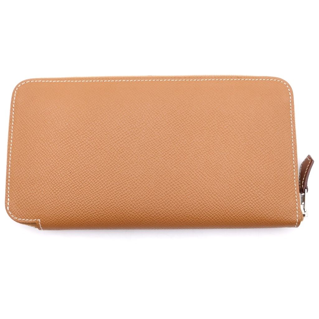 Hermes Azap Long Silk'in Wallet Round Zip Gold Epsom Leather Silver — view 2