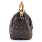 Louis Vuitton Monogram Speedy 35 Boston Bag Brown Leather Gold — view 3