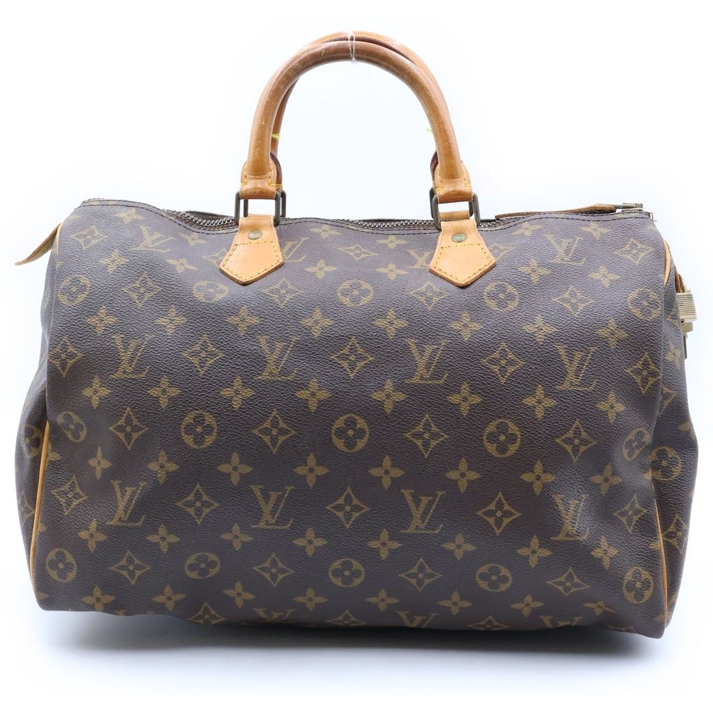 Louis Vuitton Monogram Speedy 35 Boston Bag Brown Leather Gold — view 2