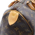Louis Vuitton Monogram Speedy 35 Boston Bag Brown Leather Gold — view 7