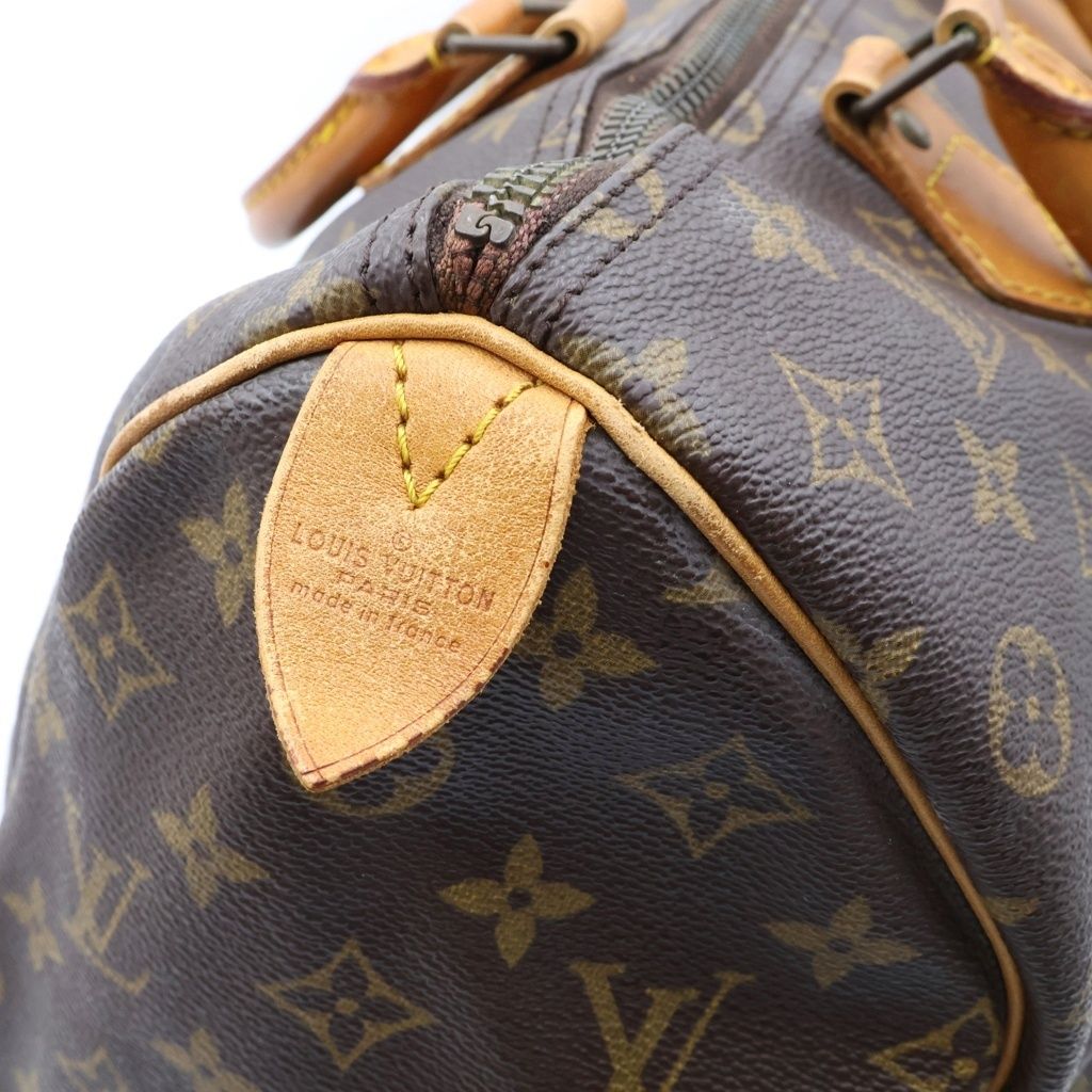Louis Vuitton Monogram Speedy 35 Boston Bag Brown Leather Gold — view 7
