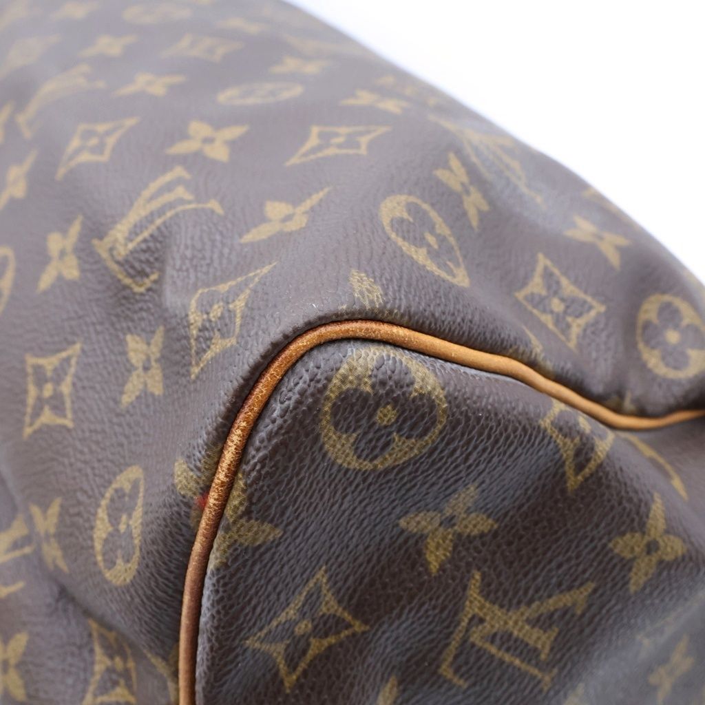 Louis Vuitton Monogram Speedy 35 Boston Bag Brown Leather Gold — view 5