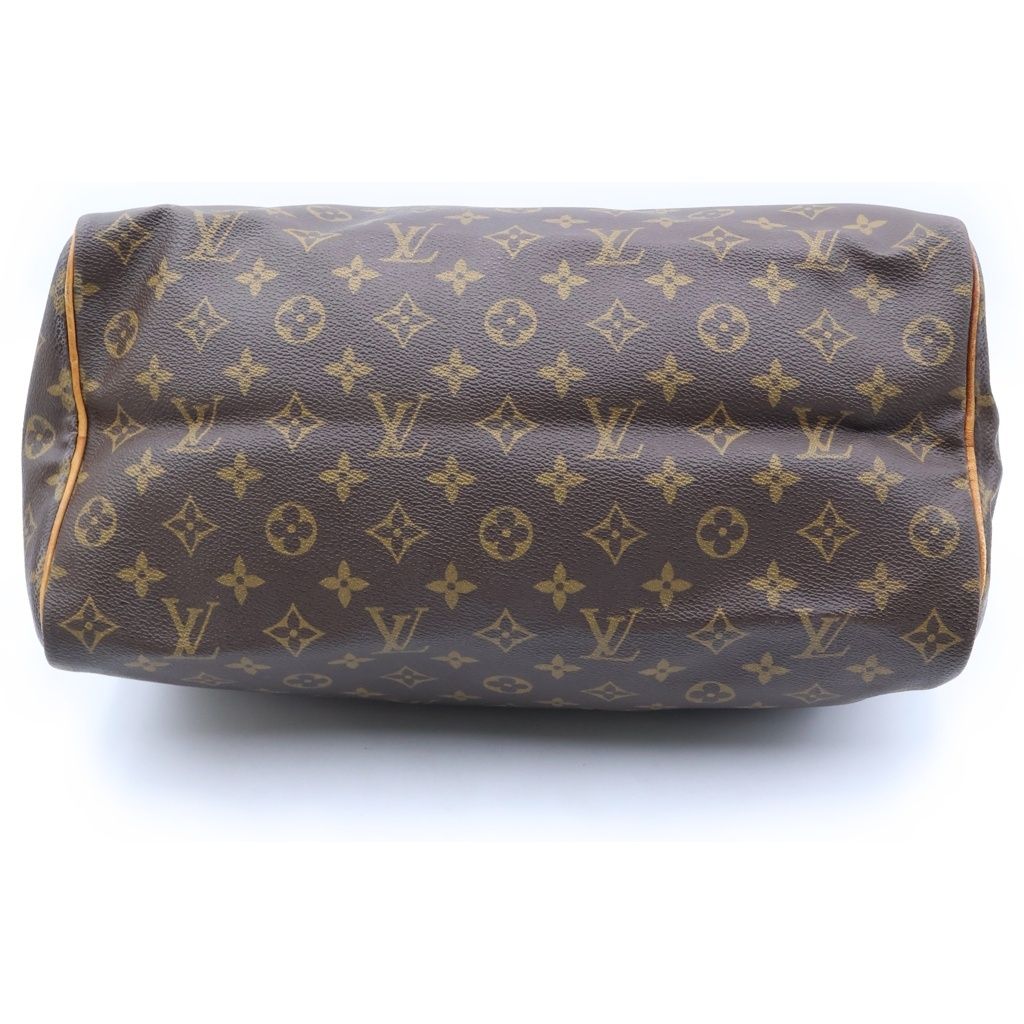 Louis Vuitton Monogram Speedy 35 Boston Bag Brown Leather Gold — view 4
