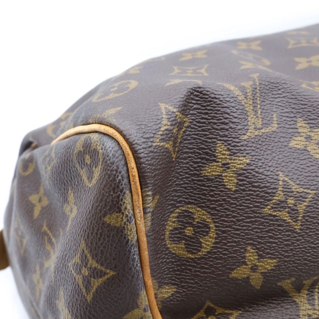 Louis Vuitton Monogram Speedy 35 Boston Bag Brown Leather Gold — view 6