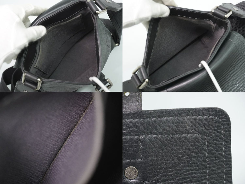 Louis Vuitton LV Yuma Utah Leather Shoulder Bag Pochette Basalt Black — view 8