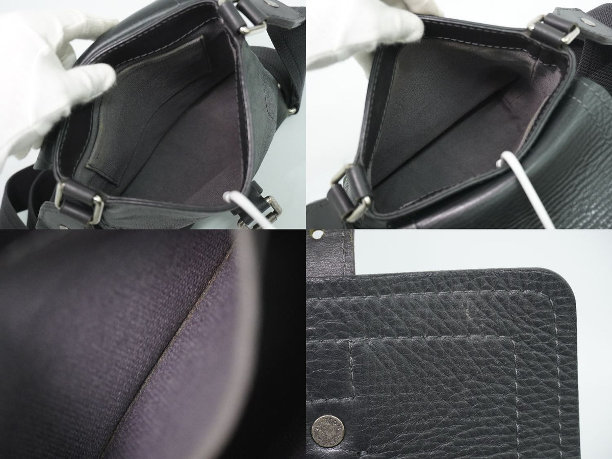 Louis Vuitton LV Yuma Utah Leather Shoulder Bag Pochette Basalt Black — view 8
