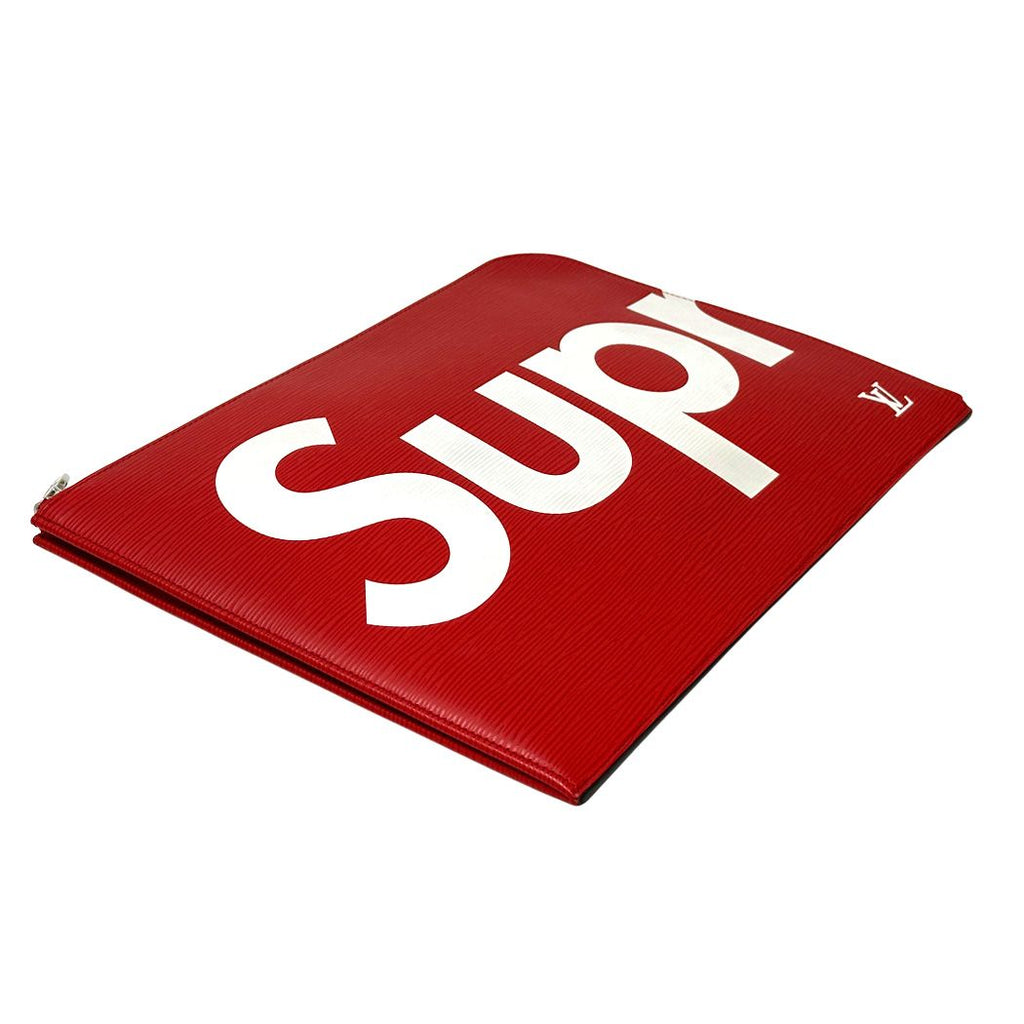 Louis Vuitton Epi Clutch Pochette Jour GM Rouge Red Supreme Handle Logo — view 4