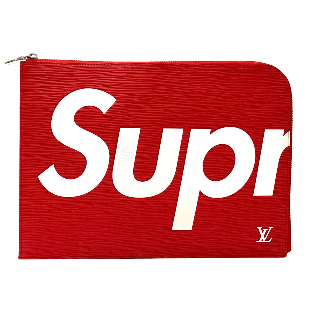 Louis Vuitton Epi Clutch Pochette Jour GM Rouge Red Supreme Handle Logo