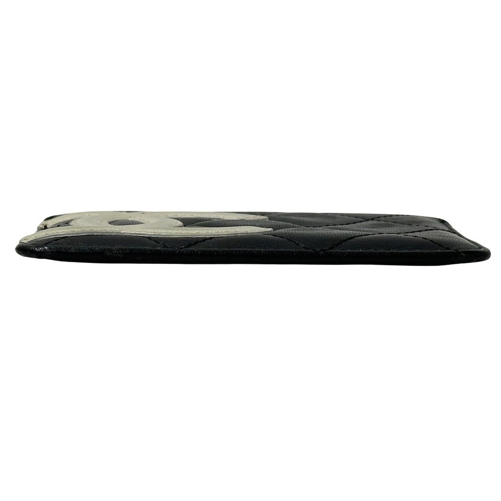 Chanel Card Case Cambon Line Leather Black White Pink CC Logo Simple Monotone — view 3